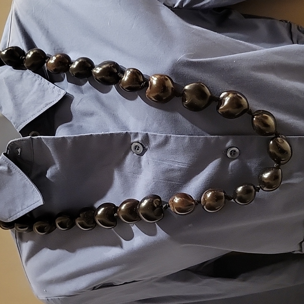 Hawaiian Brown Kukui Nut Lei Necklace